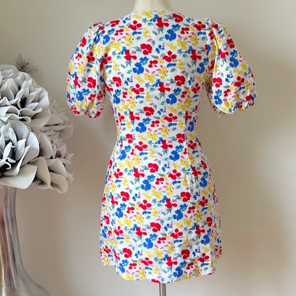 RIXO Floral Short Sleeve Preppy Button-Up Coconut Girl Dress 10 - Picture 6 of 12
